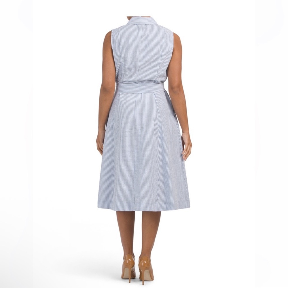 🎉LAST PIECE🎉ANNE KLEIN Seersucker‎ Diane Midi Shirt Dress - Picture 3 of 6